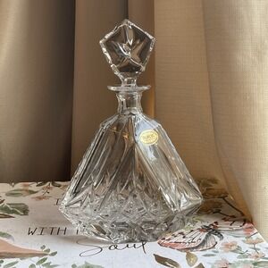 VTG OLYMPIC BLOCK 24% Leaded Cut Crystal Decanter Poland Whiskey FREE SHIPPING*